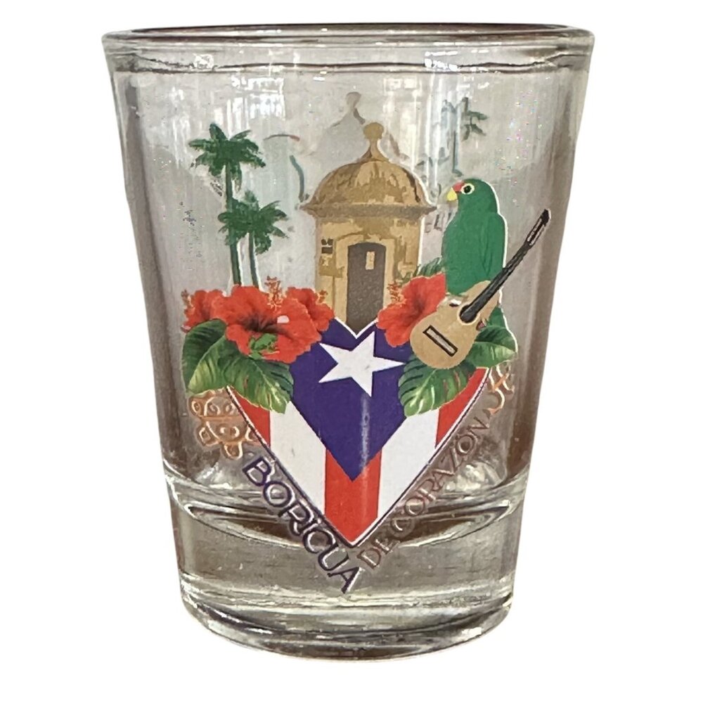 Puerto Rico Shot Glass Souvenir Boricua De Corazon